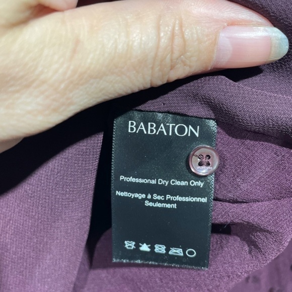 Aritzia Babaton Womens Silk Blend Blouse V-Neck Swiss Dot 3/4 Sleeve Size XS - Picture 3 of 12